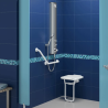 Sièges de douche relevable ALU avec pied rentrant articulé Delabie