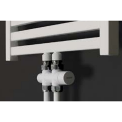 Groupe robinet et coude droit 50 mm blanc thermostatisables Irsap