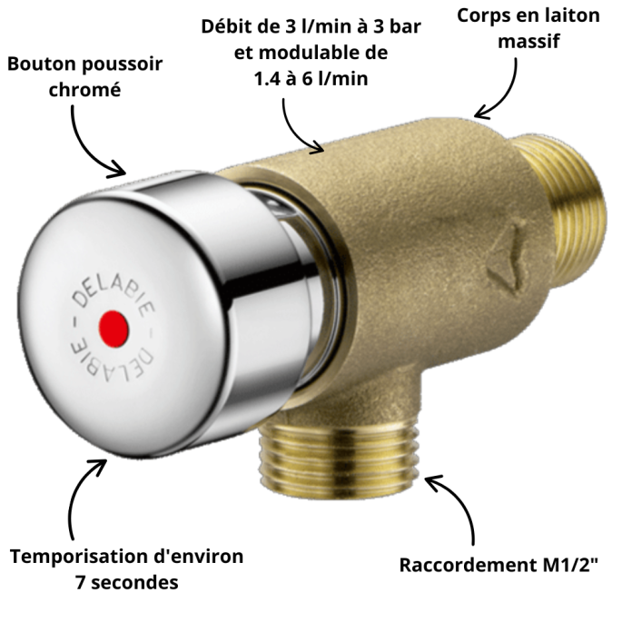 Robinet mural pour lave-mains temporisé Tempostop Delabie