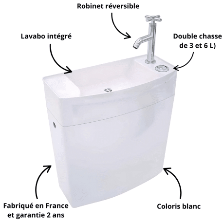 Réservoir Iseo combiné lave-mains intégré au réservoir blanc WIRQUIN