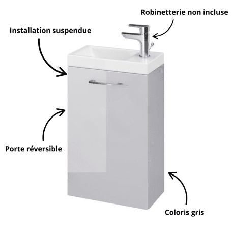 Meuble lave mains LARA à suspendre