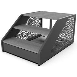 Escalier 3 marches pour spa aluminium marches bois gris foncé Poolex Escalier 3 marches pour spa aluminium marches bois gris foncé Poolex