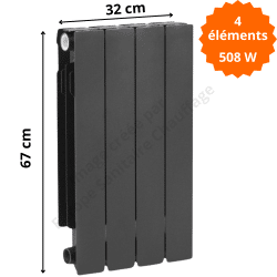 Radiateur aluminium H.67 cm horizontal ADR 600 couleur graphite