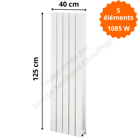 Radiateur aluminium H.125 x 40 cm Oscar 1200 Deville 1085 W