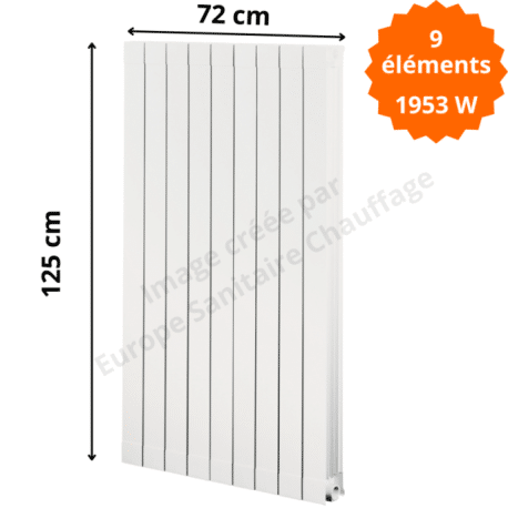 Radiateur aluminium H.125 x 72 cm Oscar 1200 Deville 1953 W