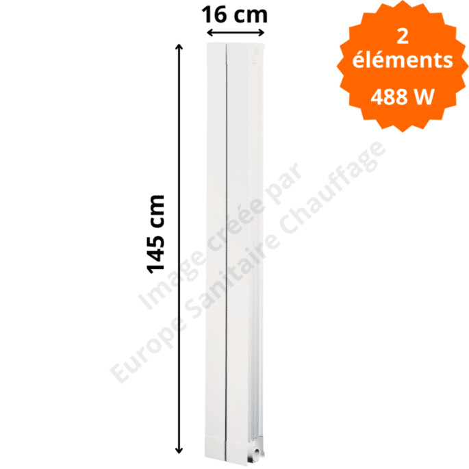 Radiateur aluminium H.145 x 16 cm Oscar 1400 Deville 488 W