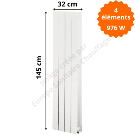 Radiateur aluminium H.145 x 32 cm Oscar 1400 Deville 976 W
