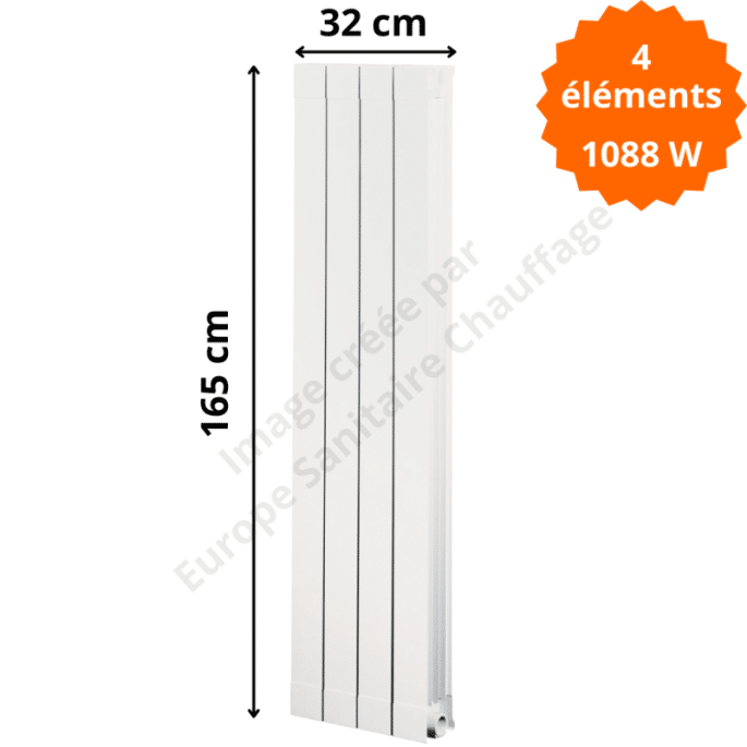 Radiateur aluminium H.165 x 32 cm Oscar 1600 Deville 1088 W