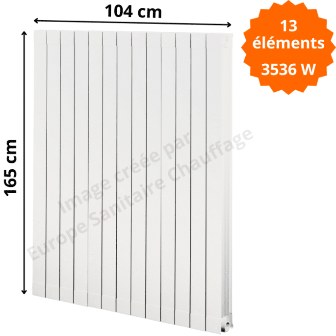 Radiateur aluminium H.165 x 104 cm Oscar 1600 Deville 3536 W