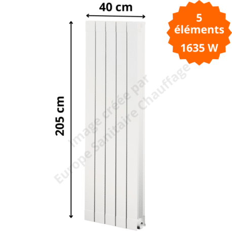 Radiateur aluminium H.205 x 40 cm Oscar 2000 Deville 1635 W