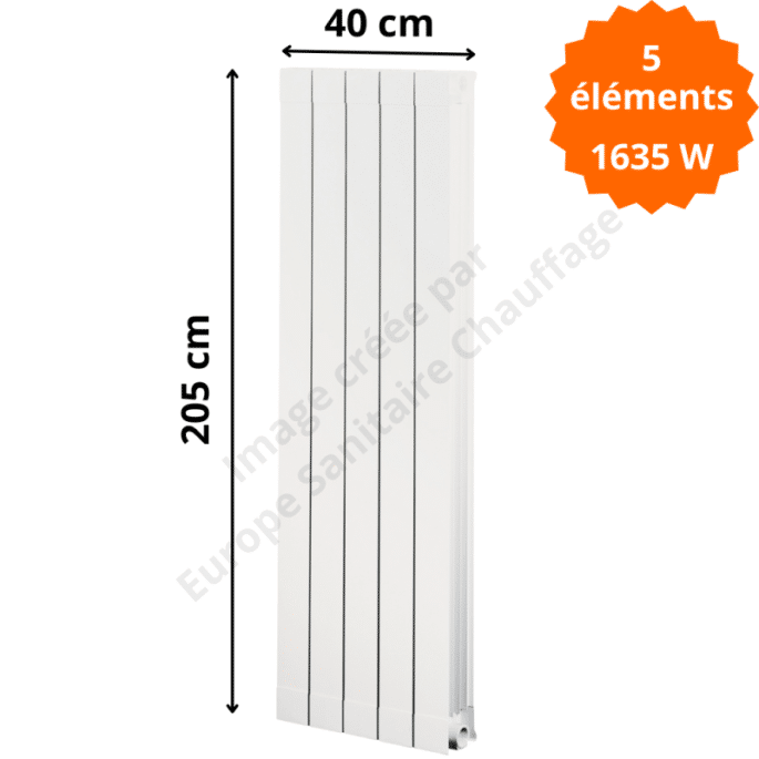 Radiateur aluminium H.205 x 40 cm Oscar 2000 Deville 1635 W