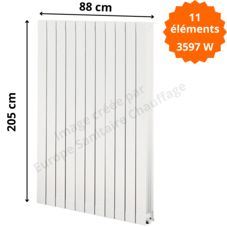Radiateur aluminium H.205 x 88 cm Oscar 2000 Deville 3597 W