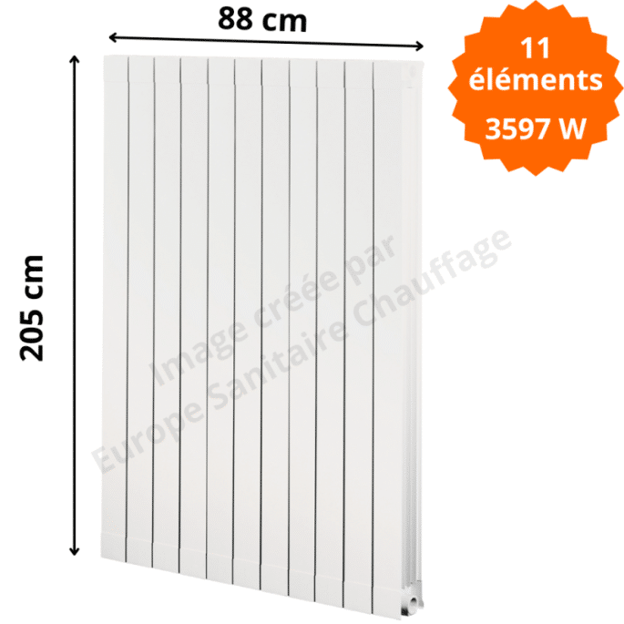 Radiateur aluminium H.205 x 88 cm Oscar 2000 Deville 3597 W