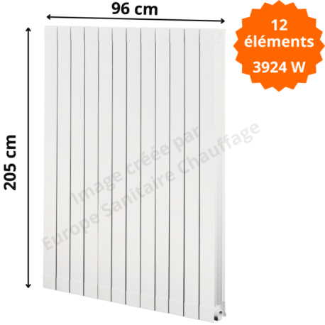 Radiateur aluminium H.205 x 96 cm Oscar 2000 Deville 3924 W