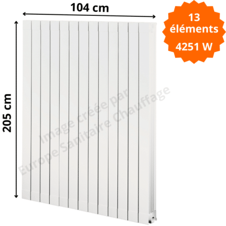 Radiateur aluminium H.205 x 104 cm Oscar 2000 Deville 4251 W