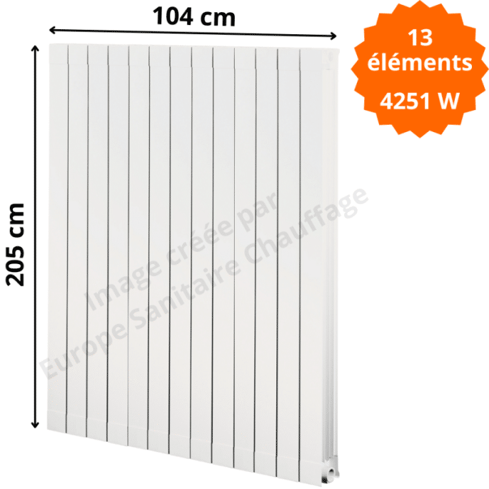 Radiateur aluminium H.205 x 104 cm Oscar 2000 Deville 4251 W