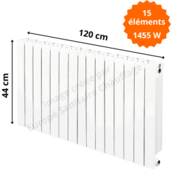 Radiateur aluminium horizontal H.44 x 120 cm VIP 350 Deville 1455 W
