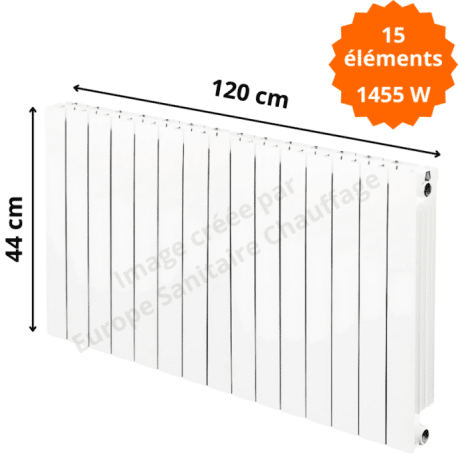 Radiateur aluminium horizontal H.44 x 120 cm VIP 350 Deville 1455 W