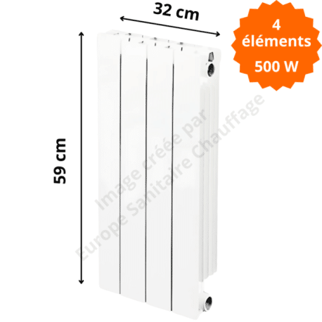 Radiateur aluminium vertical H.59 x 32 cm VIP 500 Deville 500 W