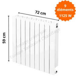 Radiateur aluminium horizontal H.59 x 72 cm VIP 500 Deville 1125 W