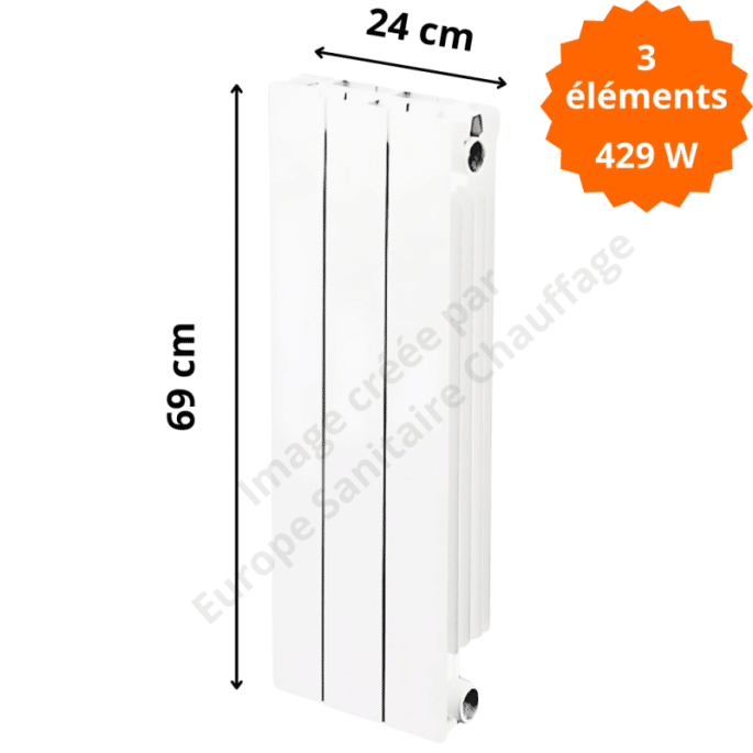 Radiateur aluminium vertical H.69 x 24 cm VIP 600 Deville 429 W
