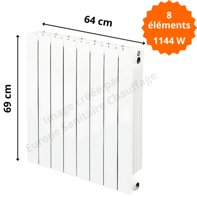Radiateur aluminium vertical H.69 x 64 cm VIP 600 Deville 1144 W