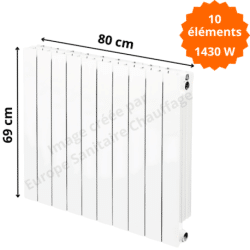 Radiateur aluminium horizontal H.69 x 80 cm VIP 600 Deville 1430 W