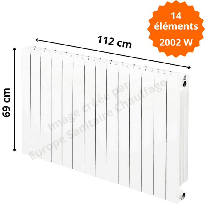 Radiateur aluminium horizontal H.69 x 112 cm VIP 600 Deville 2002 W