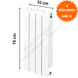 Radiateur aluminium vertical H.79 x 32 cm VIP 700 Deville 648 W