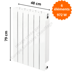Radiateur aluminium vertical H.79 x 48 cm VIP 700 Deville 972 W