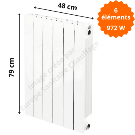 Radiateur aluminium vertical H.79 x 48 cm VIP 700 Deville 972 W