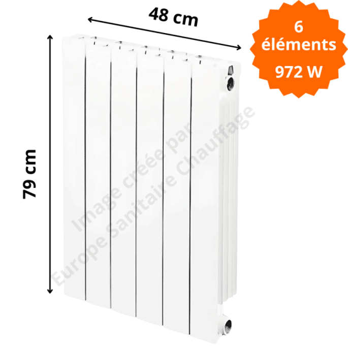 Radiateur aluminium vertical H.79 x 48 cm VIP 700 Deville 972 W