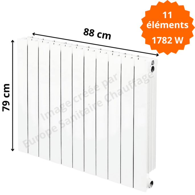 Radiateur aluminium horizontal H.79 x 88 cm VIP 700 Deville 1782 W