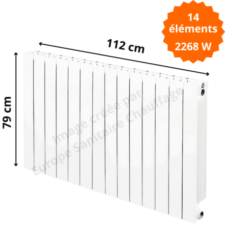 Radiateur aluminium horizontal H.79 x 112 cm VIP 700 Deville 2268 W