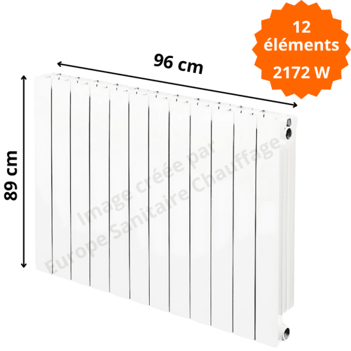 Radiateur aluminium horizontal H.89 x 96 cm VIP 800 Deville 2172 W
