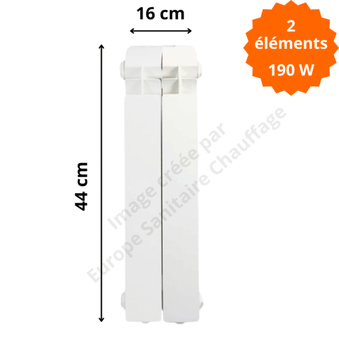 Radiateur aluminium vertical H.44 x 16 cm VOX 350 Deville 190 W