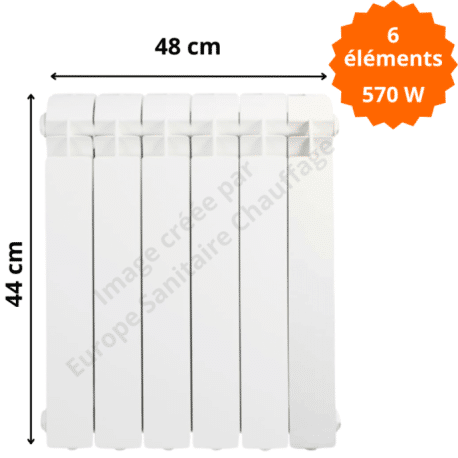 Radiateur aluminium horizontal H.44 x 48 cm VOX 350 Deville 570 W