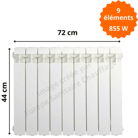 Radiateur aluminium horizontal H.44 x 72 cm VOX 350 Deville 855 W