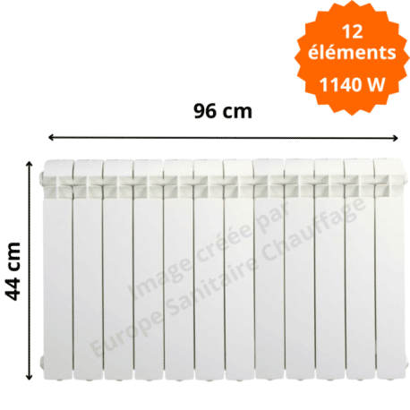 Radiateur aluminium horizontal H.44 x 96 cm VOX 350 Deville 1140 W