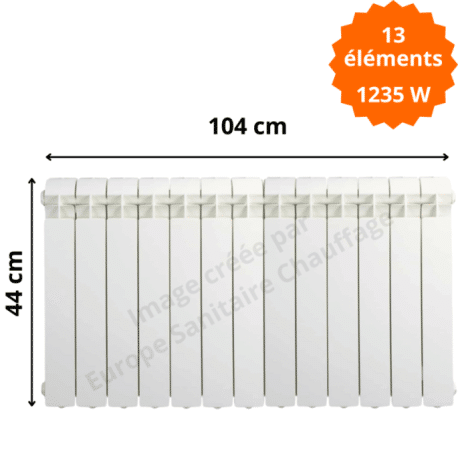 Radiateur aluminium horizontal H.44 x 104 cm VOX 350 Deville 1235 W