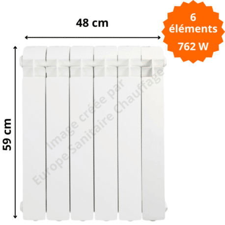 Radiateur aluminium vertical H.59 x 48 cm VOX 500 Deville 762 W