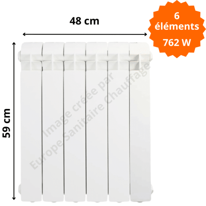 Radiateur aluminium vertical H.59 x 48 cm VOX 500 Deville 762 W