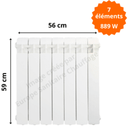 Radiateur aluminium vertical H.59 x 56 cm VOX 500 Deville 889 W