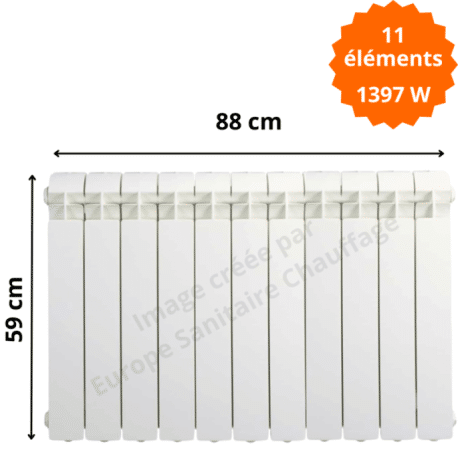 Radiateur aluminium horizontal H.59 x 88 cm VOX 500 Deville 1397 W