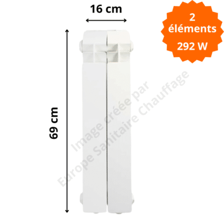 Radiateur aluminium vertical H.69 x 16 cm VOX 600 Deville 292 W