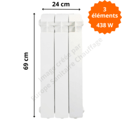 Radiateur aluminium vertical H.69 x 24 cm VOX 600 Deville 438 W