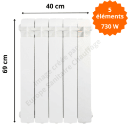 Radiateur aluminium vertical H.69 x 40 cm VOX 600 Deville 730 W