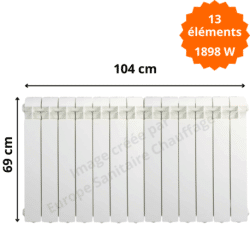 Radiateur aluminium horizontal H.69 x 104 cm VOX 600 Deville 1898 W
