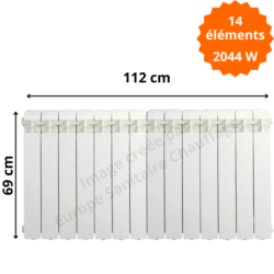 Radiateur aluminium horizontal H.69 x 112 cm VOX 600 Deville 2044 W