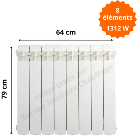 Radiateur aluminium vertical H.79 x 64 cm VOX 700 Deville 1312 W